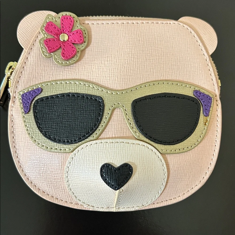 Furla Bear Coin Purse Cream/Black Sunglasses – NWT Chic Mini Designer Pouch